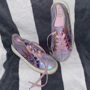 wonder nation AMAZING glitter water shoes!! sparkle purple WOW SZ4 girls young W